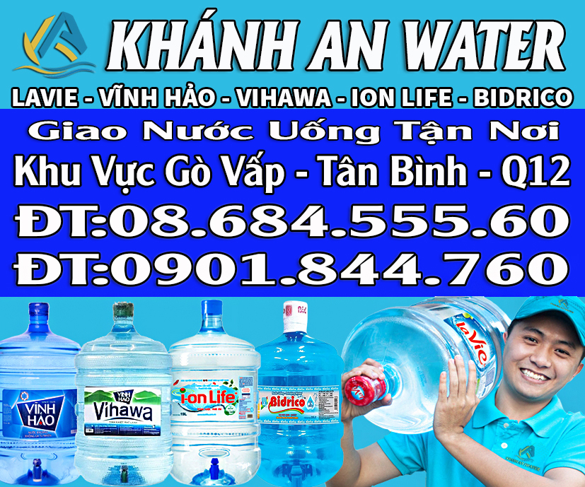 Đại lý nước Gò Vấp Khánh An Water giao nhanh trong 2h các loại Lavie, Vĩnh Hảo, Vihawa, Ion Life, Bidrico.