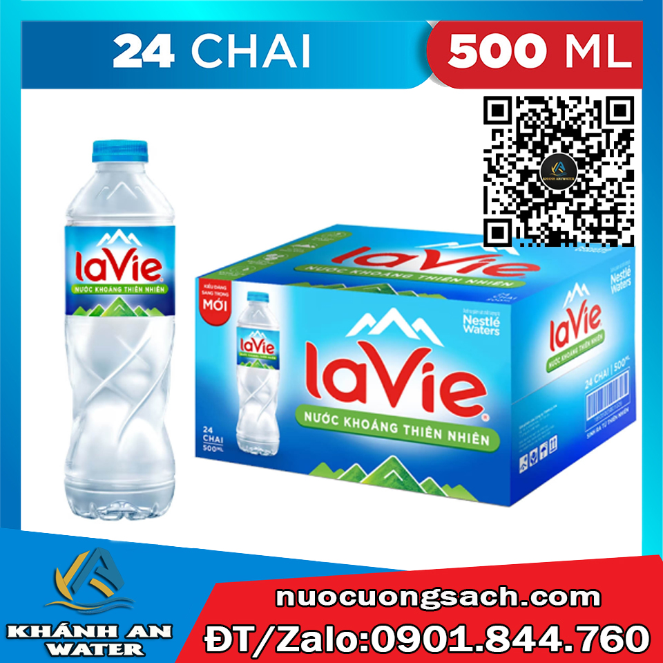 Nước khoáng Lavie chai 500ml thùng 24 chai giao nhanh tại Khánh An Water Gò Vấp