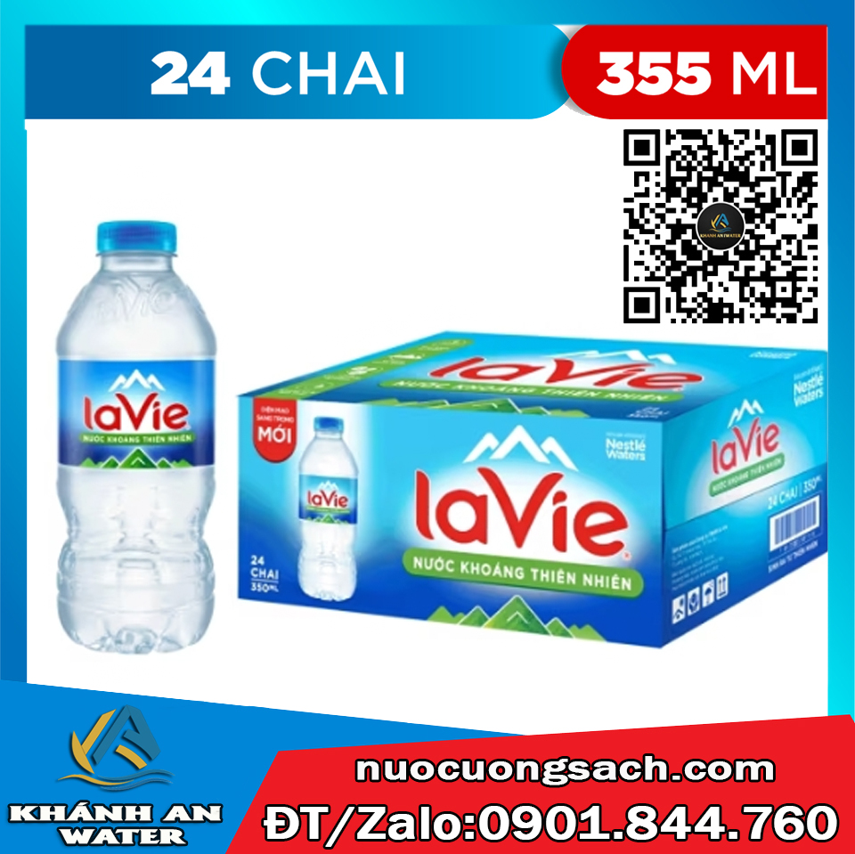 Nước khoáng Lavie chai 350ml thùng 24 chai chính hãng tại Khánh An Water
